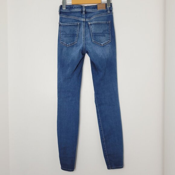 American Eagle Women's Blue High Rise Front Zipper Casual Denim Skinny Jean - Picture 2 of 12